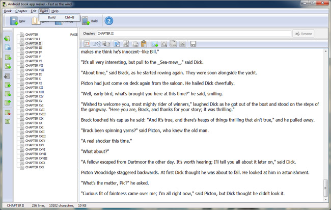 Android book app maker menu Build
