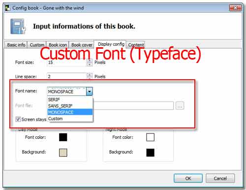 Android book app maker enables you to custom font (Typeface)