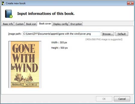 select an image as book cover
